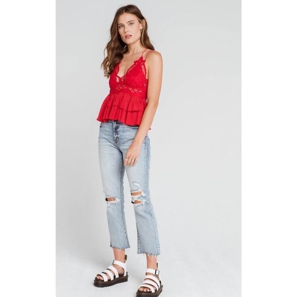 NWT Free People‎ Adella Cami in Cherry Red Size XS - Picture 4 of 8